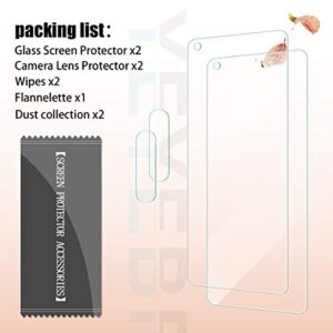 Galaxy A21 HD Clear Tempered Glass Screen Protector + Camera Lens Protectors by YEYEBF, [2+2 Pack] [3D Glass] [Anti-Glare] [Bubble-Free] Screen Protector Glass for Samsung Galaxy A21