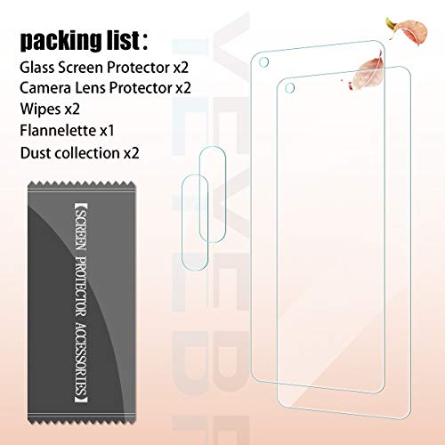 Galaxy A21 HD Clear Tempered Glass Screen Protector + Camera Lens Protectors by YEYEBF, [2+2 Pack] [3D Glass] [Anti-Glare] [Bubble-Free] Screen Protector Glass for Samsung Galaxy A21