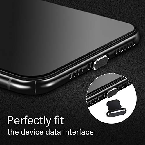 4 Pieces Anti Dust Plugs Compatible with iPhone 11, iPhone 12 Protects Charging Dust Cover Compatible with iPhone 11, 12, Pro, Max/X/XS/XR, 7, 8 Plus, iPad Mini/Air (Black)