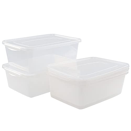 Begale 14 L Plastic Storage Bin, Clear Latch Box and Lid, 4-Pack