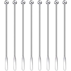 8 pieces stainless steel coffee beverage stirrers drink swizzle stick with small rectangular paddles, beverage stirrers for coffee cocktail chocolate milk juices