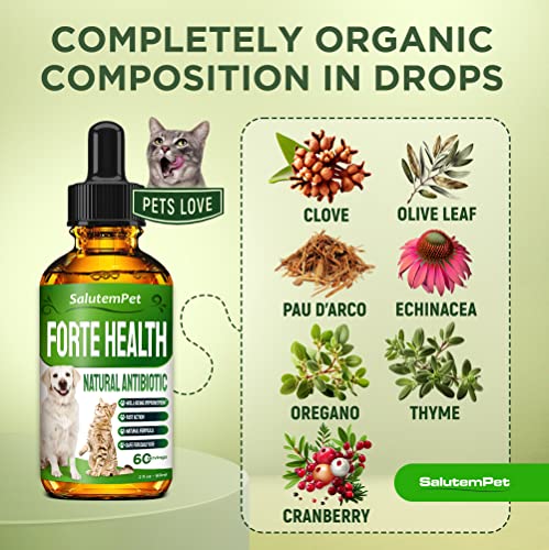 Natural Herbal Supplement for Dog and Cat - Cranberry, Oregano, Echinacea for Dogs and Cats Too - Organic Dog Supplement and Cat Supplement - Drops for General Strengthening - 1200 Drops 2 Oz