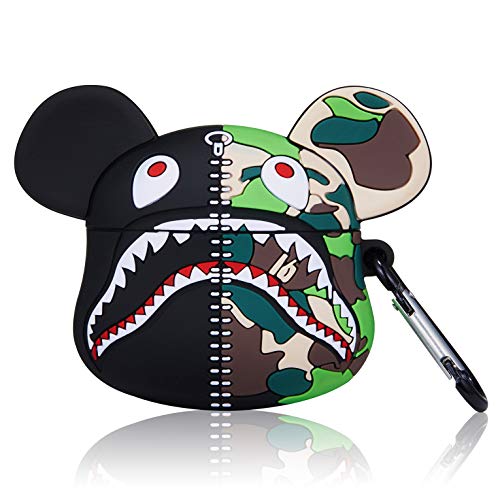 Jiulian Case for Airpod Pro Funny Fun Cartoon Silicone Designer Design Cute 3D Fashion Cool Stylish Trendy for Kids Men Boys Teens Girls Air pods Pro Soft Skin Cover for Airpods Pro [Shark]