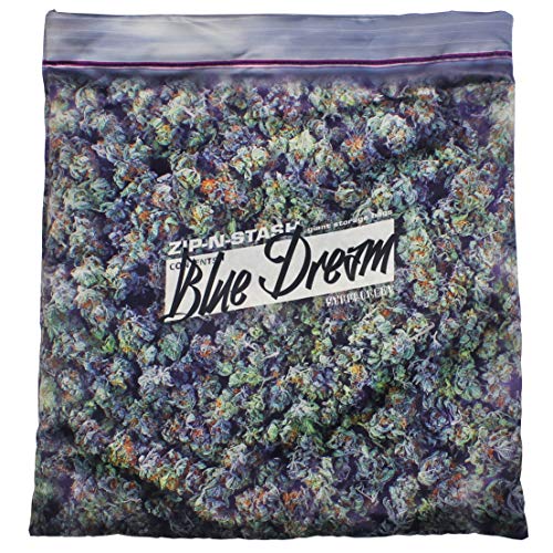 steelplant Blue Dream Giant Stash Weed Pillowcase | Decorative Throw Pillow Cover with Realistic Reefer Imagery | Secret Pocket Compartment | Fits 18 x 18 Inch Pillow Insert | Weed Decor