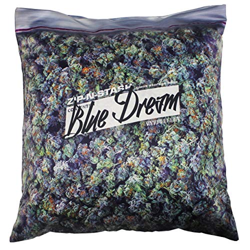 steelplant Blue Dream Giant Stash Weed Pillowcase | Decorative Throw Pillow Cover with Realistic Reefer Imagery | Secret Pocket Compartment | Fits 18 x 18 Inch Pillow Insert | Weed Decor