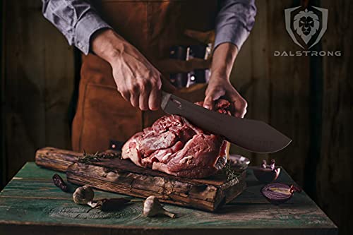 Dalstrong Bull Nose Butcher Knife - 10" - Delta Wolf Series Knife - Ultra-Thin & Zero Friction Blade - HC 9CR18MOV Steel - Black Titanium Nitride Coating - G10 Camo Handle - Leather Sheath