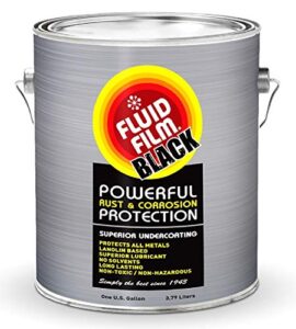 fluid film black non-aerosol, long lasting corrosion, penetrant & lubricant, anti-rust coating, protects all metals in marine and undercoating in automotive & snow-handling vehicles, 1 gallon