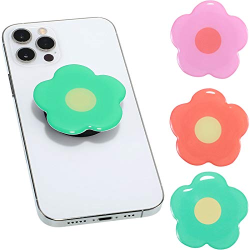 Weewooday 3 Pieces Phone Grip Holder Flower Collapsible Phone Holder Self-Adhesive Sublimation Phone Holders for Smartphone and Tablets