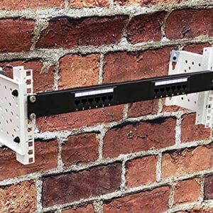 KENUCO 19 Inch Vertical Ends Wall Mount Rack Wall Mountable Server Rack w/Hardware Black (19'' X 4U White)