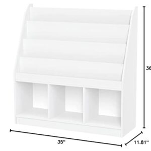 RiverRidge Kids 4 shelves Three Cubbies Bookrack, White (02-251)