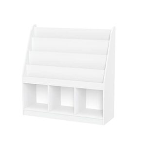 RiverRidge Kids 4 shelves Three Cubbies Bookrack, White (02-251)