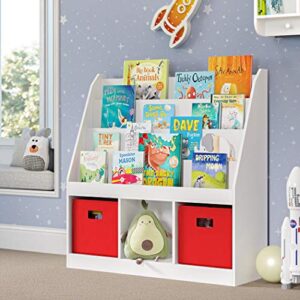 RiverRidge Kids 4 shelves Three Cubbies Bookrack, White (02-251)