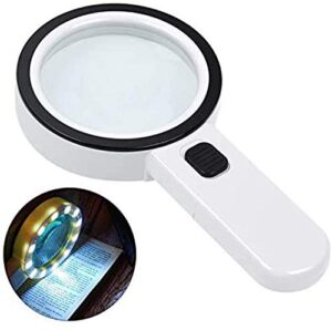 40x magnifying glass with light, handheld lighted magnifier with large double glass lens led magnifiers for macular degeneration, seniors reading, soldering, inspection, coins, jewelry, exploring (#2)