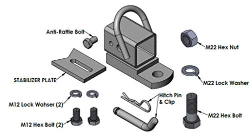 TOPTOW 63807 Bolt-on ATV/UTV Trailer Hitch Receiver Adapter for 2 inch Receivers, 5/8 inch Hitch Pin and Clip Included