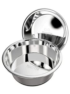 mighty paw stainless steel dog bowls (2 pack) | non-slip rubber bottom and no spill design. dishwasher safe metal food & water dish set for small & large pet breeds. (small, dogs <30 lbs, 5.5”)