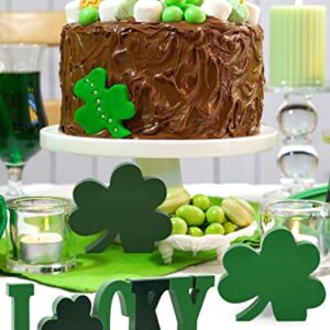 St. Patrick's Day Decorations Clover Lucky Table Sign - 3pcs Wooden Shamrock Letter Table Centerpiece Green Freestanding Home Office Tabletop Decor for Irish-Themed Party