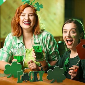 St. Patrick's Day Decorations Clover Lucky Table Sign - 3pcs Wooden Shamrock Letter Table Centerpiece Green Freestanding Home Office Tabletop Decor for Irish-Themed Party