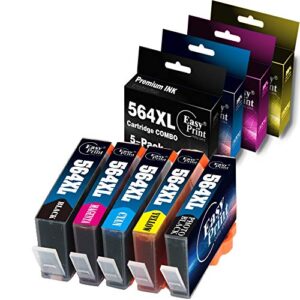 EASYPRINT Compatible 564XL Ink Cartridges 564 for HP DeskJet 3520 Officejet 4620 Photosmart D5520 D6510 D6515 D6520 B109a B110a B210A (Total 5-Pack, 1 BK, 1 Cyan, 1 Magenta, 1 Yellow, 1 Photo Black)