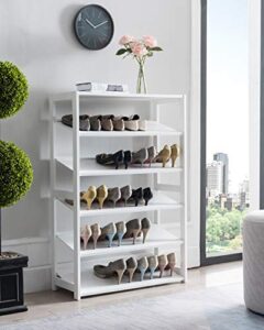 kings brand furniture - amite 5 tier freestanding wood shoe rack storage organizer, white