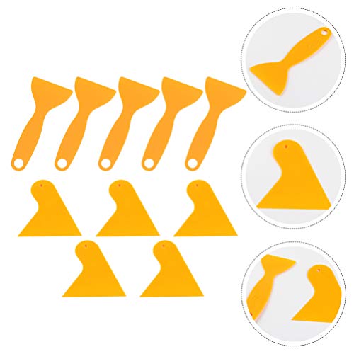 Wakauto Window Tint Tool Triangle Film Scraper Car Vinyl Applicator Tools Yellow Go Corner Squeegee Pack of 10