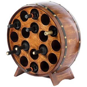 vintiquewise wooden stackable round shaped wine barrel wine rack, 1 rack