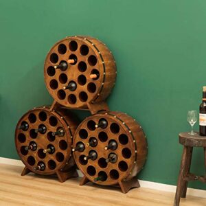 Vintiquewise Wooden Stackable Round Shaped Wine Barrel Wine Rack, 1 Rack