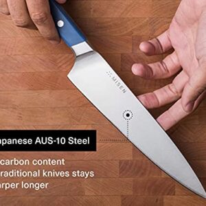 Misen Chef Knife - 8 Inch Professional Kitchen Knife - High Carbon Stainless Steel Ultra Sharp Chef's Knife, Blue