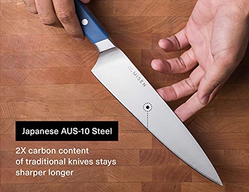 Misen Chef Knife - 8 Inch Professional Kitchen Knife - High Carbon Stainless Steel Ultra Sharp Chef's Knife, Blue