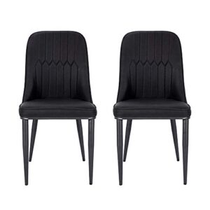 gia nifty armless upholstered side dining chair with vegan leather, set of 2, black,qty of 2