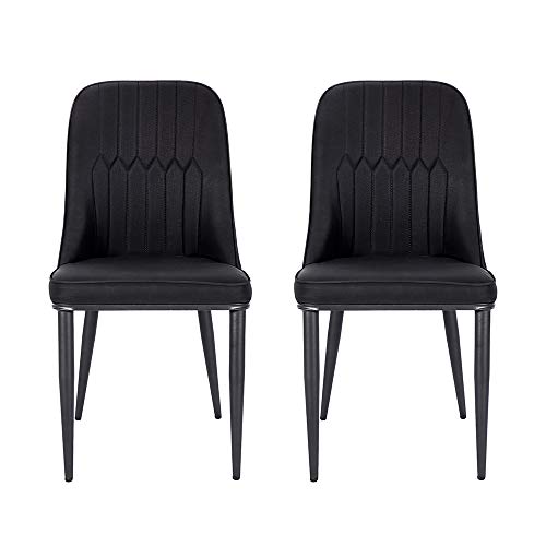 GIA Nifty Armless Upholstered Side Dining Chair with Vegan Leather, Set of 2, Black,Qty of 2