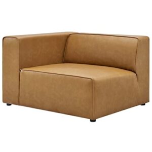 modway mingle vegan leather sectional sofa left-arm chair, tan