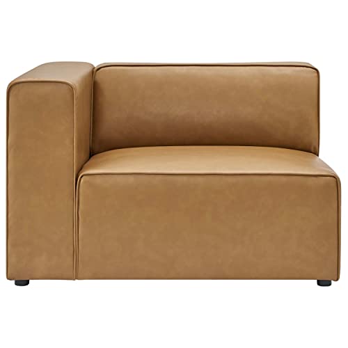 Modway Mingle Vegan Leather Sectional Sofa Left-Arm Chair, Tan