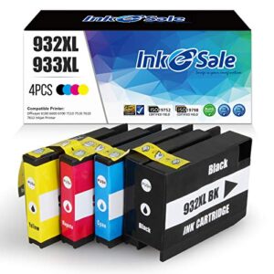 ink e-sale compatible 932 xl 933 xl ink cartridge replacement for hp 932xl 933xl 932 933 combo pack for hp officejet 6700 6600 6100 7610 7110 7612 7610 7510 printer (4 pack, black cyan magenta yellow)