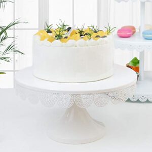 LUCYCAZ 12-inch White Cake Stand, No Need to Install Single Layer Round Metal Cupcake Holder Stand, Wedding Birthday Party Dessert Holder Pedestal/Display/Plate