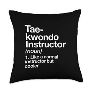 taekwondo instructor funny typography gifts taekwondo instructor definition funny trainer martial arts throw pillow, 18x18, multicolor