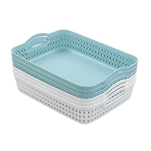 AnnkkyUS Weaving Plastic Baskets, Set of 6 A4 Paper Storage Tray