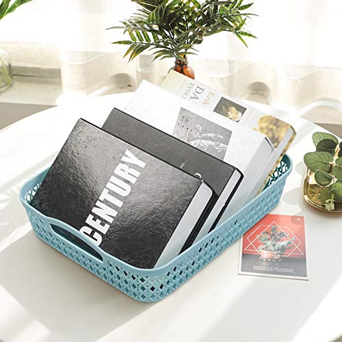 AnnkkyUS Weaving Plastic Baskets, Set of 6 A4 Paper Storage Tray