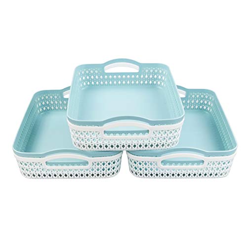 AnnkkyUS Weaving Plastic Baskets, Set of 6 A4 Paper Storage Tray