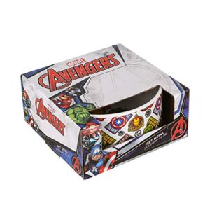 Marvel Comics Avengers Ceramic Dog Bowl, 6-Inch | White Ceramic Dog Bowl with Official Avengers Characters and Logo | Medium Dog Food Bowl or Water Bowl for Dry and Wet Food | 3.5 Cups 28 oz