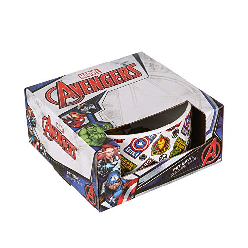 Marvel Comics Avengers Ceramic Dog Bowl, 6-Inch | White Ceramic Dog Bowl with Official Avengers Characters and Logo | Medium Dog Food Bowl or Water Bowl for Dry and Wet Food | 3.5 Cups 28 oz