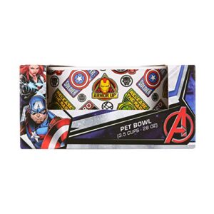 Marvel Comics Avengers Ceramic Dog Bowl, 6-Inch | White Ceramic Dog Bowl with Official Avengers Characters and Logo | Medium Dog Food Bowl or Water Bowl for Dry and Wet Food | 3.5 Cups 28 oz