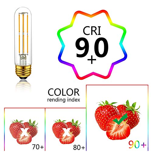 Adshen-US Dimmable E26 Edison Bulb 6W Tubular T10 led Bulb,Equal 60 watt Light Bulb,Daylight White 4000K,Edison Filament Light Bulbs for Pendant,Chandeliers,Wall scones, 4-Pack …