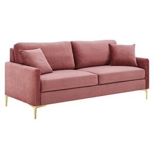 Modway Juliana Performance Velvet Upholstered Sofa, Dusty Rose