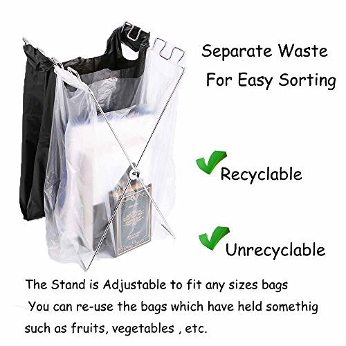 SUPANT Trash Bags 13 Gallon Holder Stand, Waste Sorting Bin, Grass Clippings Portable Fold Up Can, Trash Stand Holder for Camping Recycling Suitable in Bedroom, Kitchen, Camping Indoor and Outdoor