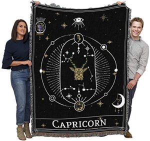 pure country weavers zodiac - capricorn tarot card blanket - gift tapestry throw woven from cotton - made in the usa (72x54)