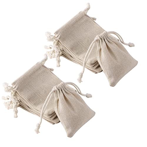 erduoduo Pack of 50 Small Burlap Bags with Drawstring,3x4inch Gift Little Burlap Drawstring Bags,Reusable Small Sachet Bags/Tea Bag