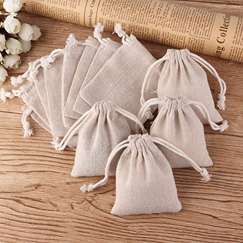 erduoduo Pack of 50 Small Burlap Bags with Drawstring,3x4inch Gift Little Burlap Drawstring Bags,Reusable Small Sachet Bags/Tea Bag