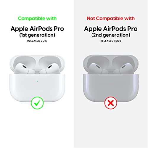 TALK WORKS AirPods Pro Case Cover with Keychain - Protective Hard Silicone Skin for AirPods Keychain Case Clip Carabiner Wireless Charging Compatible with Apple AirPod Pro Carrying Case 2019 - Black