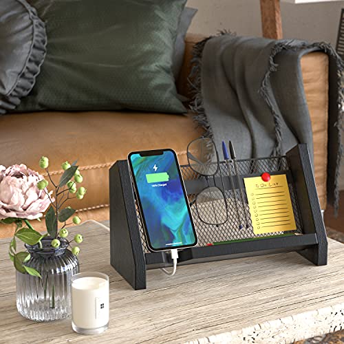 J JACKCUBE DESIGN Wood Phone Docking Station Stand, Key, Tablet, Watch, Airpods and Wallet Desk Holder Display Organizer for Men Anniversary Fathers Day MK635A