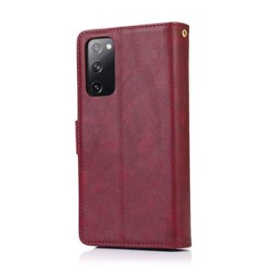 N9 Compatible with Samsung Galaxy S21 Ultra Wallet Case,Leather Zipper Magnetic 9 Card Slots Purse Protection Back Cover Compatible with Samsung Galaxy S21 Ultra(Wine Red)